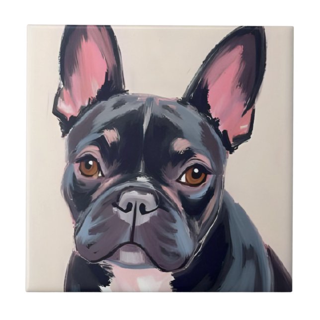 French Bulldog Dog Painting Kakelplatta (Framsidan)