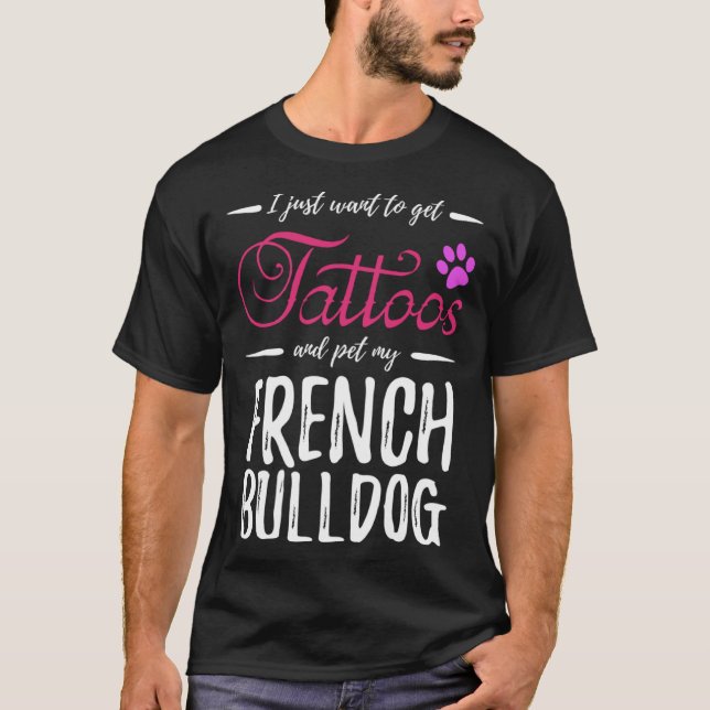 French Bulldog Dog  Tattoo  Dog Mom T Shirt (Framsida)