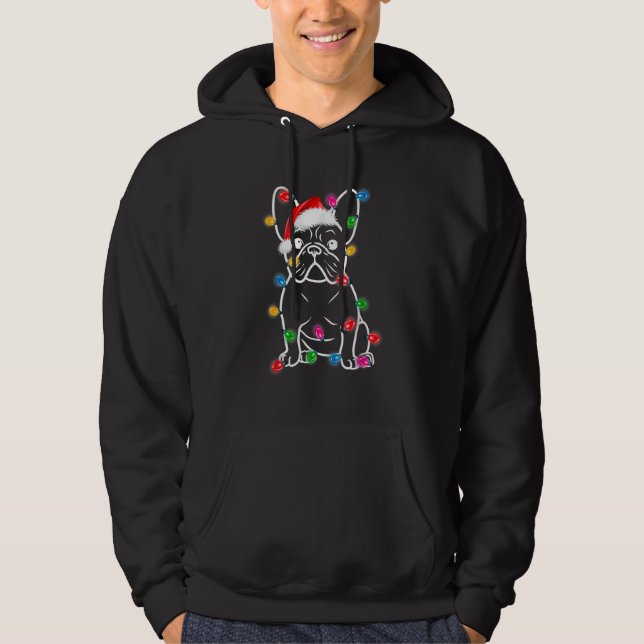 French Bulldog Dog Tree Christmas Lights Xmas Paja Hoodie (Framsida)