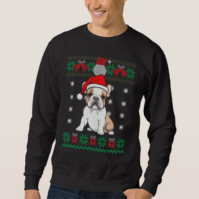 French Bulldog Dog Ugly Sweater Christmas Puppy Do Lång Ärmad Tröja (Framsida)