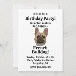 French Bulldog Face Birthday Party Inbjudningar