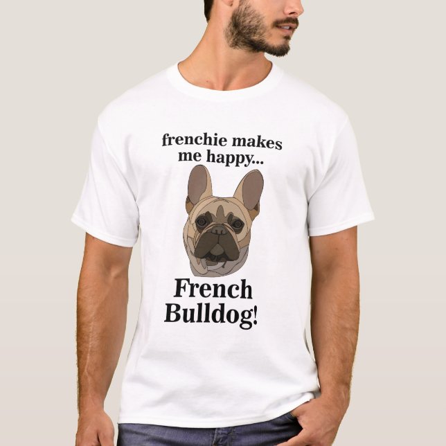 French Bulldog Face Dog Lover T Shirt (Framsida)