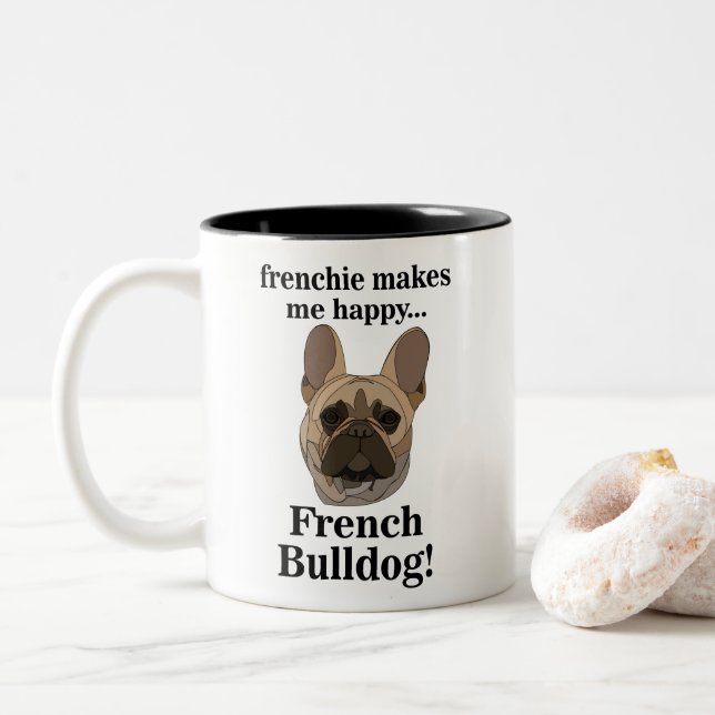 French Bulldog Face Dog Lover Två-Tonad Mugg (Med munk)
