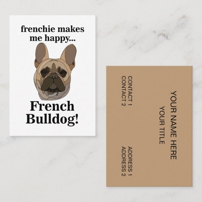 French Bulldog Face Frenchie Dog Groomer Visitkort (Fram/baksida)