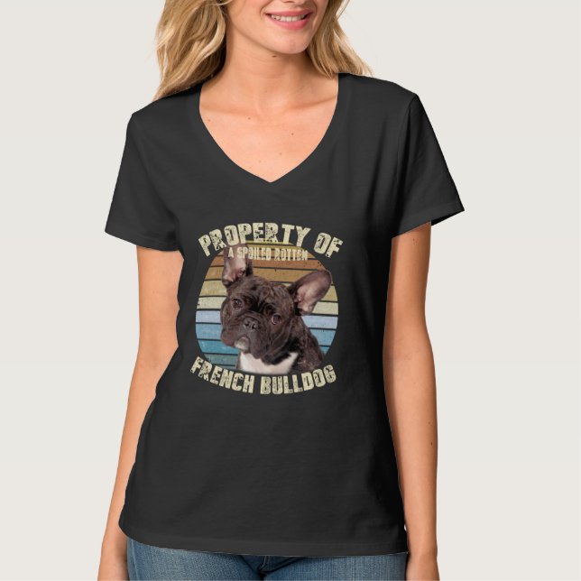 French Bulldog Frenchie Brindle Owner  Retro Vinta T Shirt (Framsida)