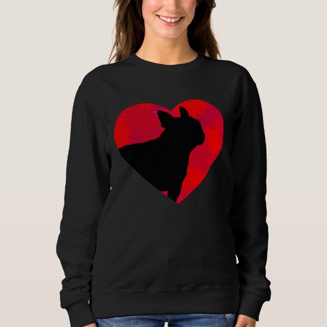 French Bulldog Frenchie Heart Valentine s Day T Shirt (Framsida)