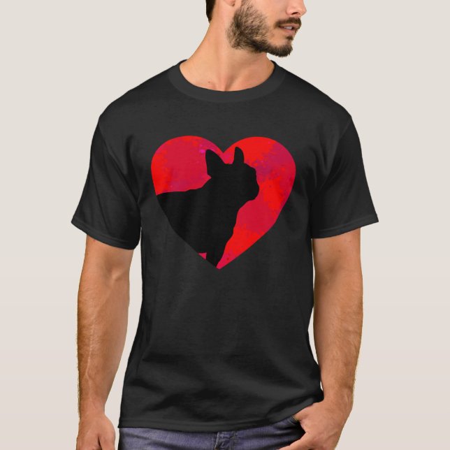 French Bulldog Frenchie Heart Valentine s Day T Shirt (Framsida)
