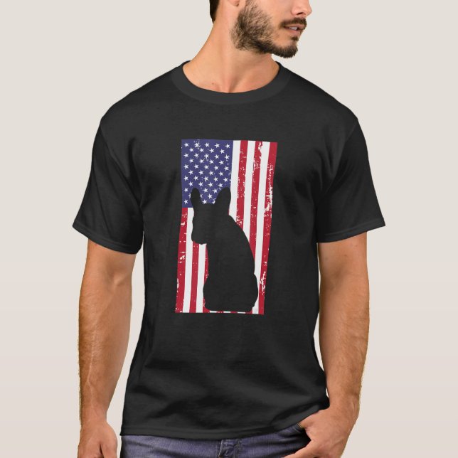 French Bulldog Frenchie Patriotic All American USA T Shirt (Framsida)