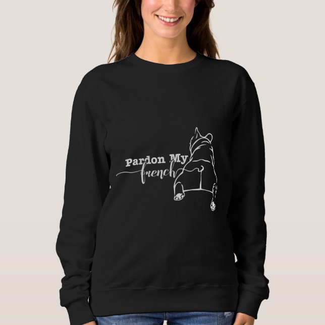 French Bulldog Funny Pardon My French T Shirt (Framsida)