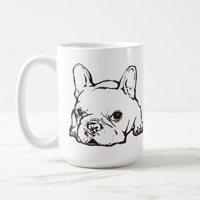 French Bulldog Handwritten Illustration  CoffeeMug Kaffemugg (Vänster)