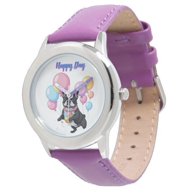 French Bulldog Happy Day Französische Bulldogge  Armbandsur (Vinklad)