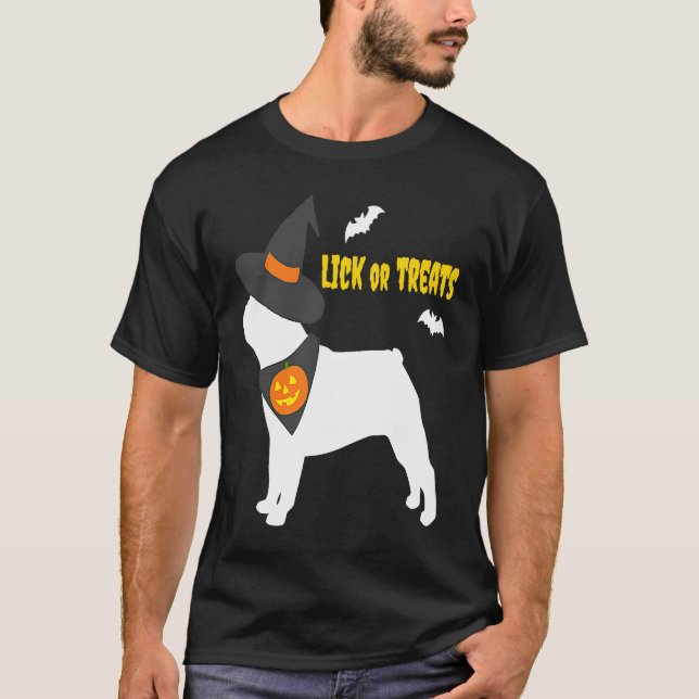 French Bulldog Happy Halloween Pumpkin Witch Frenc T Shirt (Framsida)