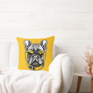 French Bulldog Headphones Kudde