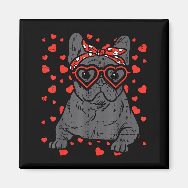 French Bulldog Heart Gles Valentine Day Frenchie D Magnet (Framsidan)