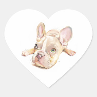 French Bulldog Heart Sticker, Dog Lover  Hjärtformat Klistermärke