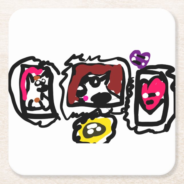 French bulldog hearts   underlägg papper kvadrat (Framsidan)