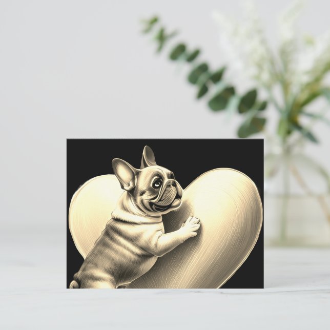 French Bulldog  i love Valentinstag  Helg Vykort (Stående Fram)