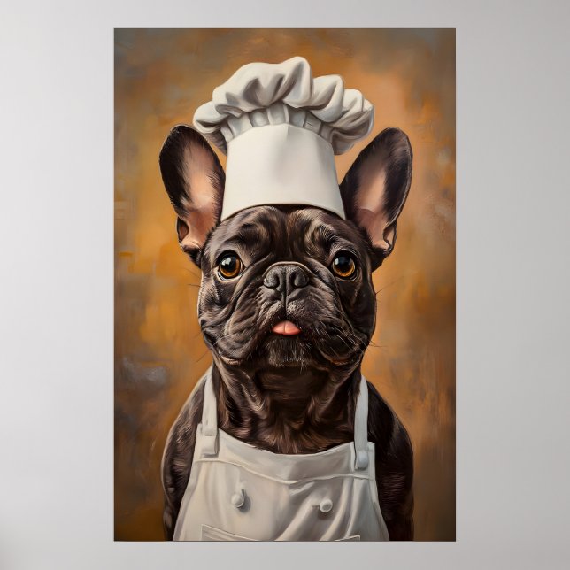 French Bulldog In Chefs Hat Poster, Pet Poster (Framsidan)