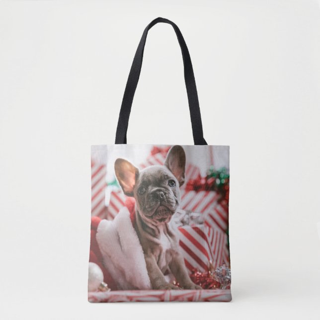 French Bulldog in Christmas Hat Tygkasse (Framsida)