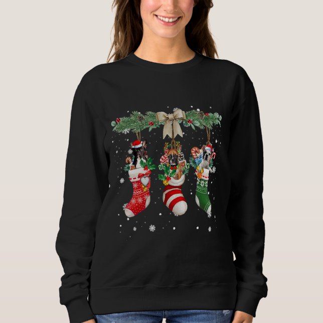 French Bulldog In Christmas Socks T Shirt (Framsida)