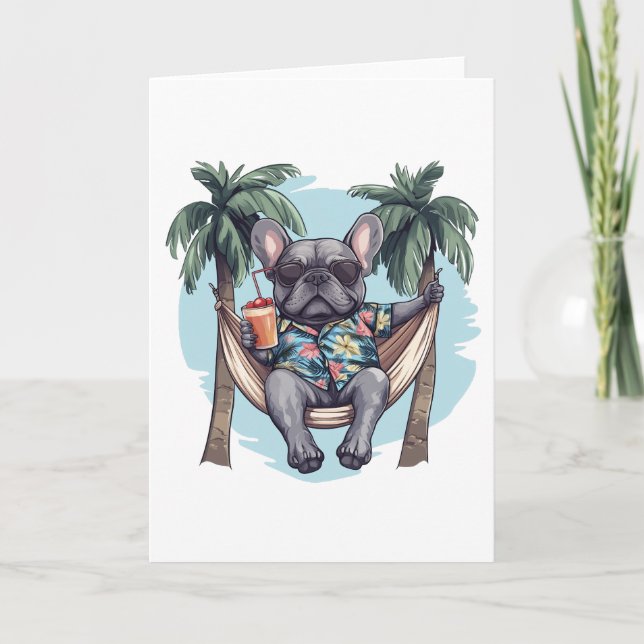 French Bulldog In Hawaiian Top Kort (Framsida)