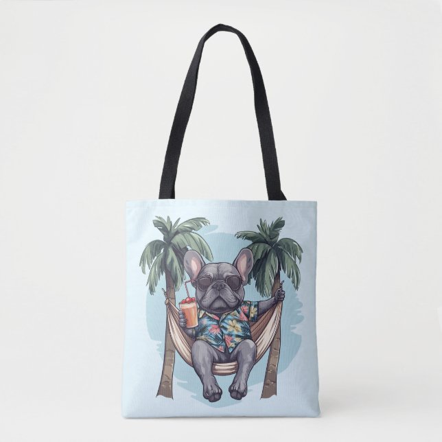 French Bulldog In Hawaiian Top Tygkasse (Framsida)