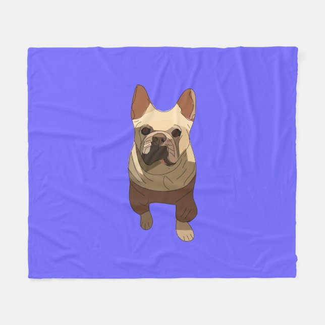 French Bulldog, Lavender Purple Fleecefilt (Framsidan (Horisontell))