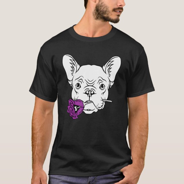 French Bulldog Lesbian Rose Lgbt Q Pride Flag Fren T Shirt (Framsida)