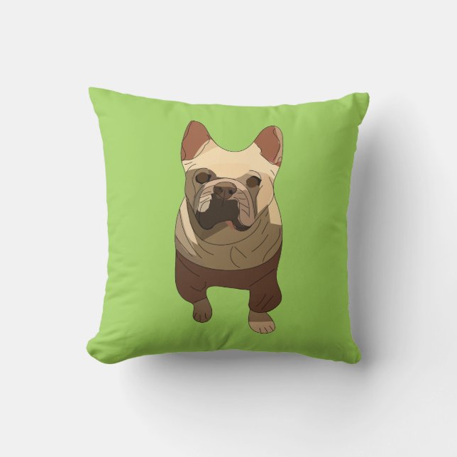 French Bulldog, Lime Green Kudde (Framsida)