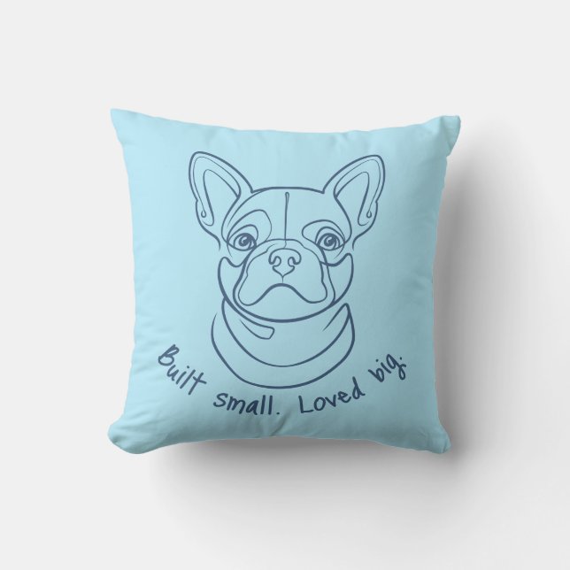 French Bulldog Line Art. Built Small. Loved Big. Kudde (Framsida)
