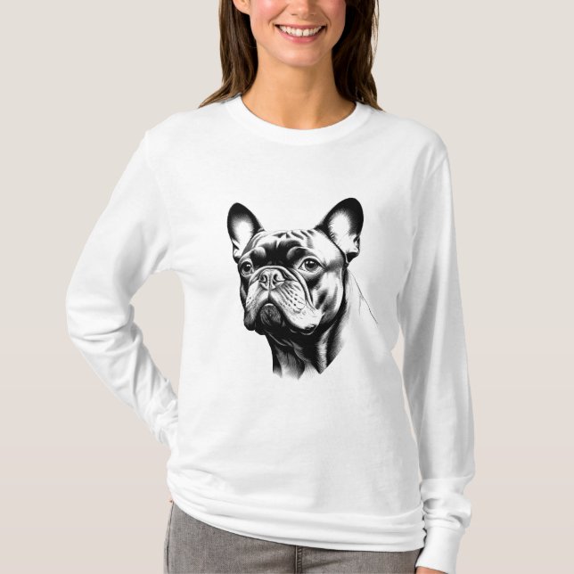 French Bulldog Mom Pencil Sketch Gift T Shirt (Framsida)