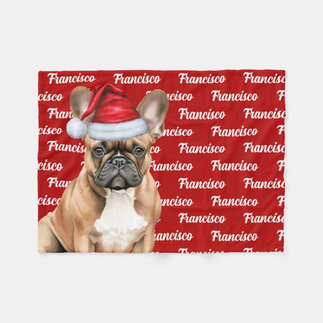 French Bulldog Name Christmas Holiday Fleecefilt (Framsidan (Horisontell))