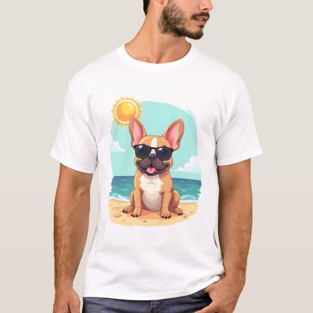 French Bulldog on Vacation T Shirt (Framsida)