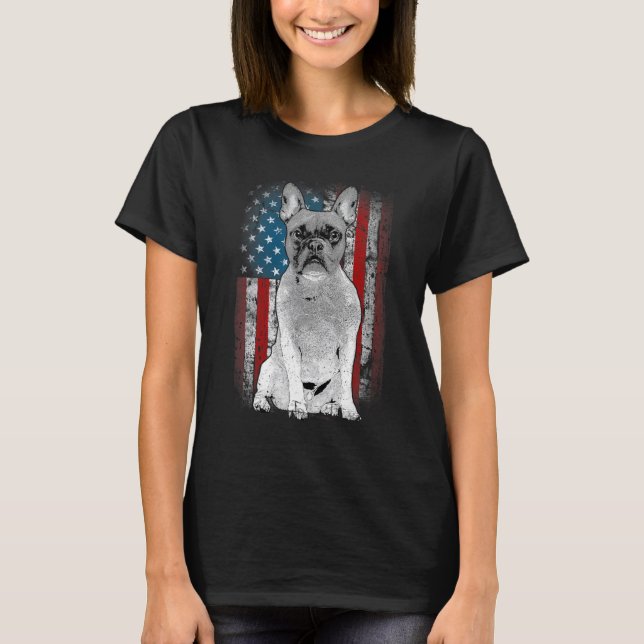 French Bulldog Patriotic USA Flag for Frenchie Own T Shirt (Framsida)