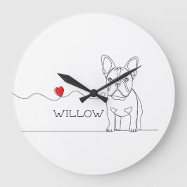 French Bulldog Pet Line Art with Name Bed Stor Klocka