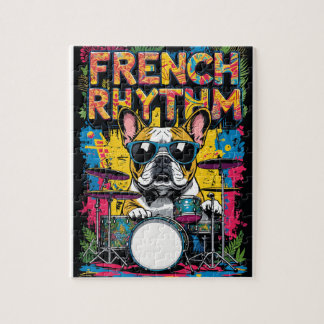 French Bulldog Playing Drums Pussel