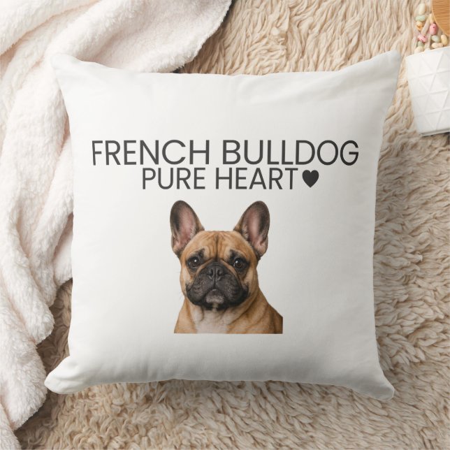 French Bulldog Pure Heart Throw Pillow Kudde (Filt)