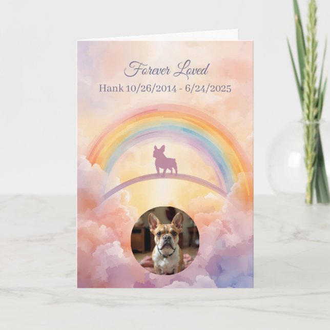 French Bulldog Rainbow Bridge Pet Loss Sympathy Helgkort (Framsida)