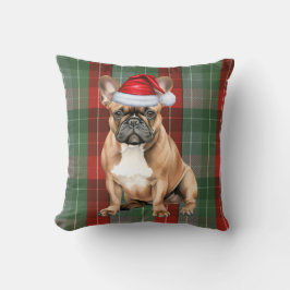 French Bulldog Red Green Holiday Plaid Christmas Kudde