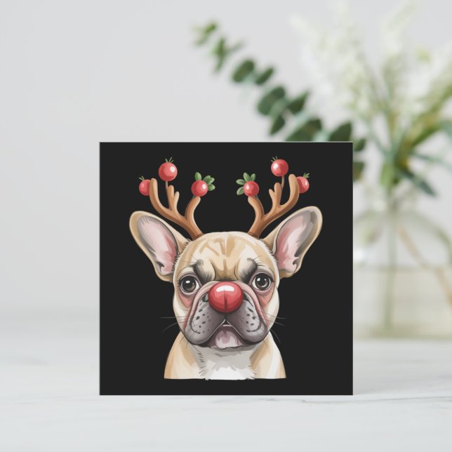French Bulldog Reindeer Dog Lover Christmas Xmas Inbjudningar (Stående Fram)