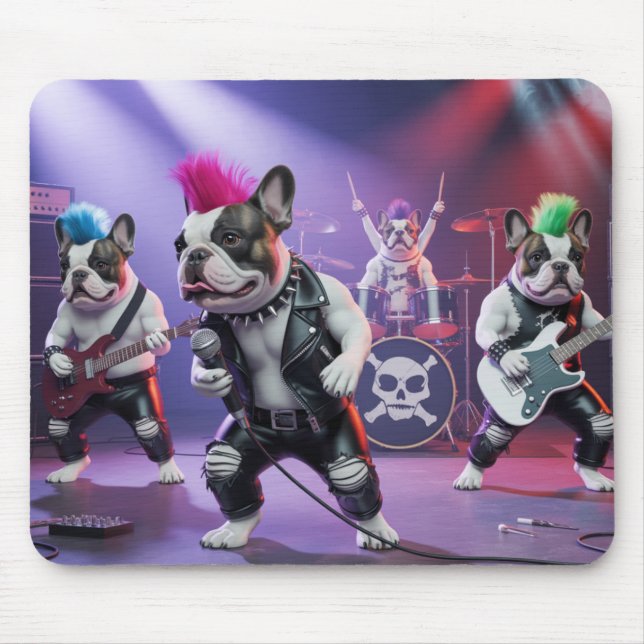 French Bulldog Rockers Mousepad Musmatta (Framsidan)