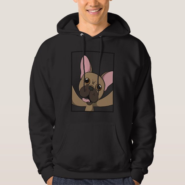 French Bulldog Selfie Animal Dog for a dog owner Hoodie (Framsida)