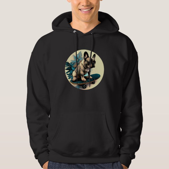 French Bulldog Skateboard Skateboarding Dog  Sport Hoodie (Framsida)