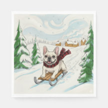 French Bulldog Sledding, Napkins
