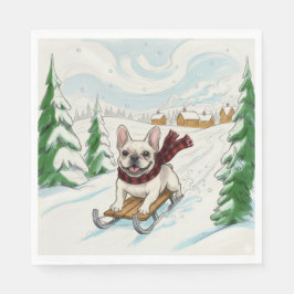French Bulldog Sledding, Napkins Pappersservett