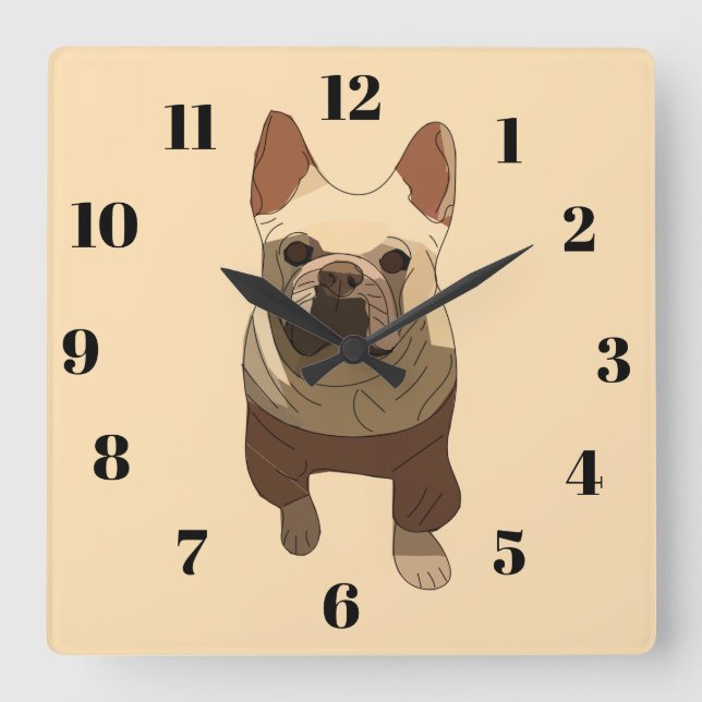 French Bulldog, Soft Peach Fyrkantig Klocka (Framsida)