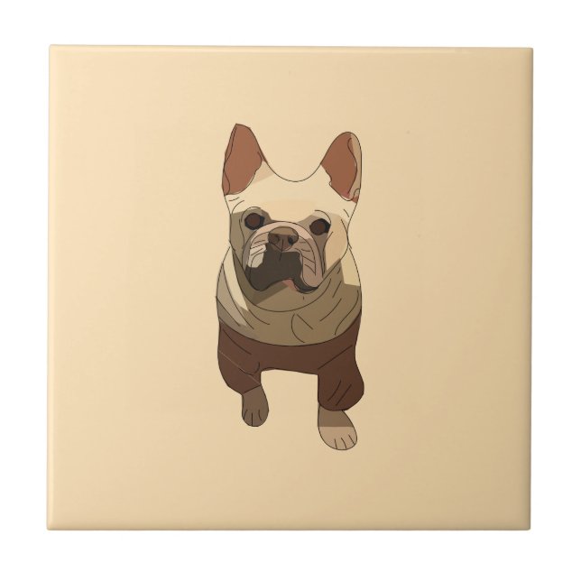 French Bulldog, Soft Peach Kakelplatta (Framsidan)