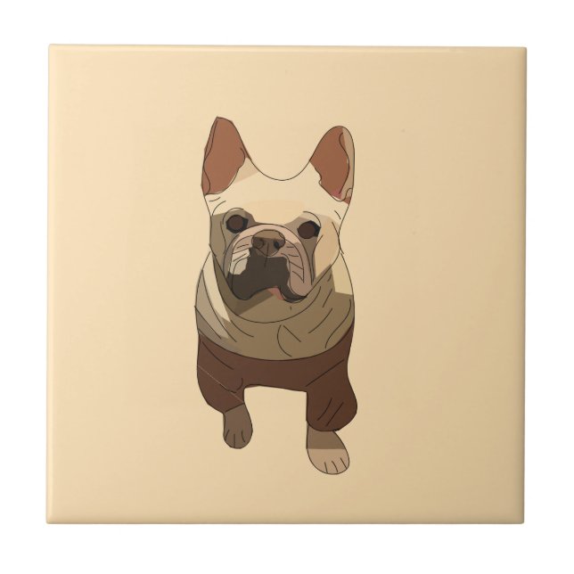 French Bulldog, Soft Peach Kakelplatta (Framsidan)