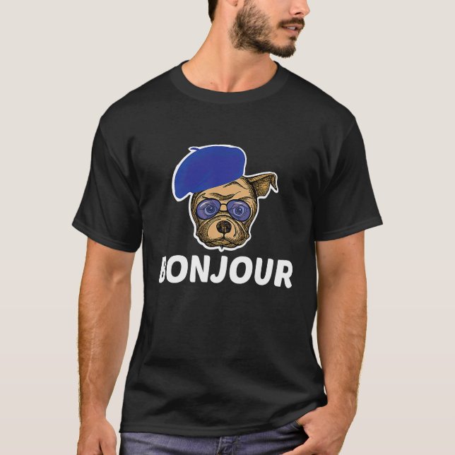 French Bulldog Squad Bonjour  Dog  Quote T Shirt (Framsida)