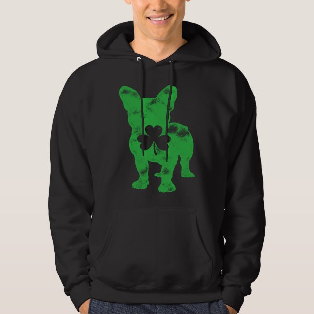 French Bulldog St Patrick s Day Men Women Shamrock Hoodie (Framsida)